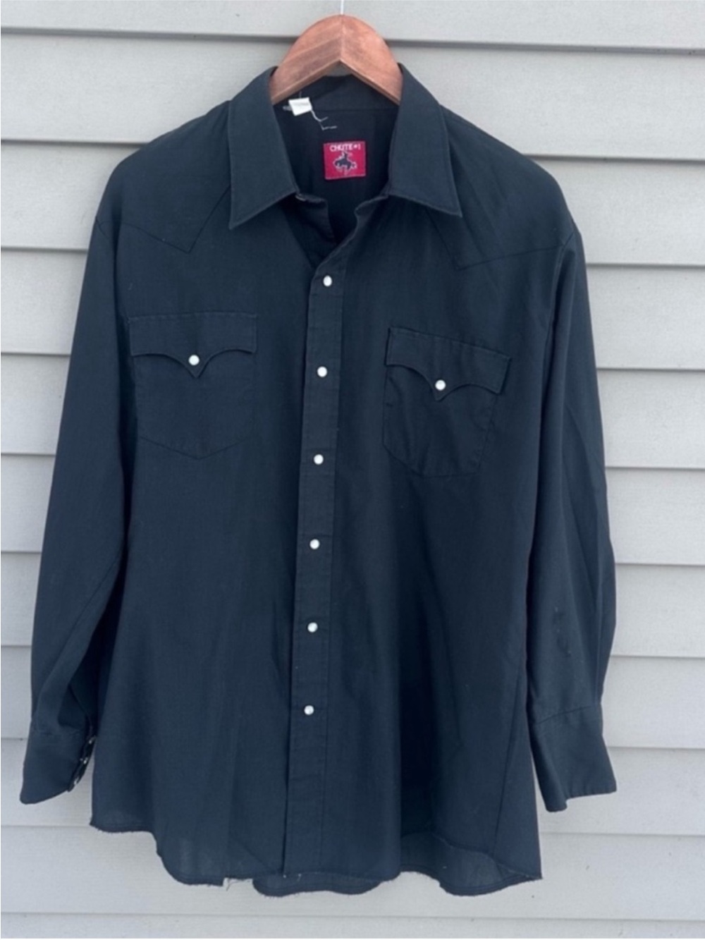 Vintage western shirt men’s Pearl snaps black